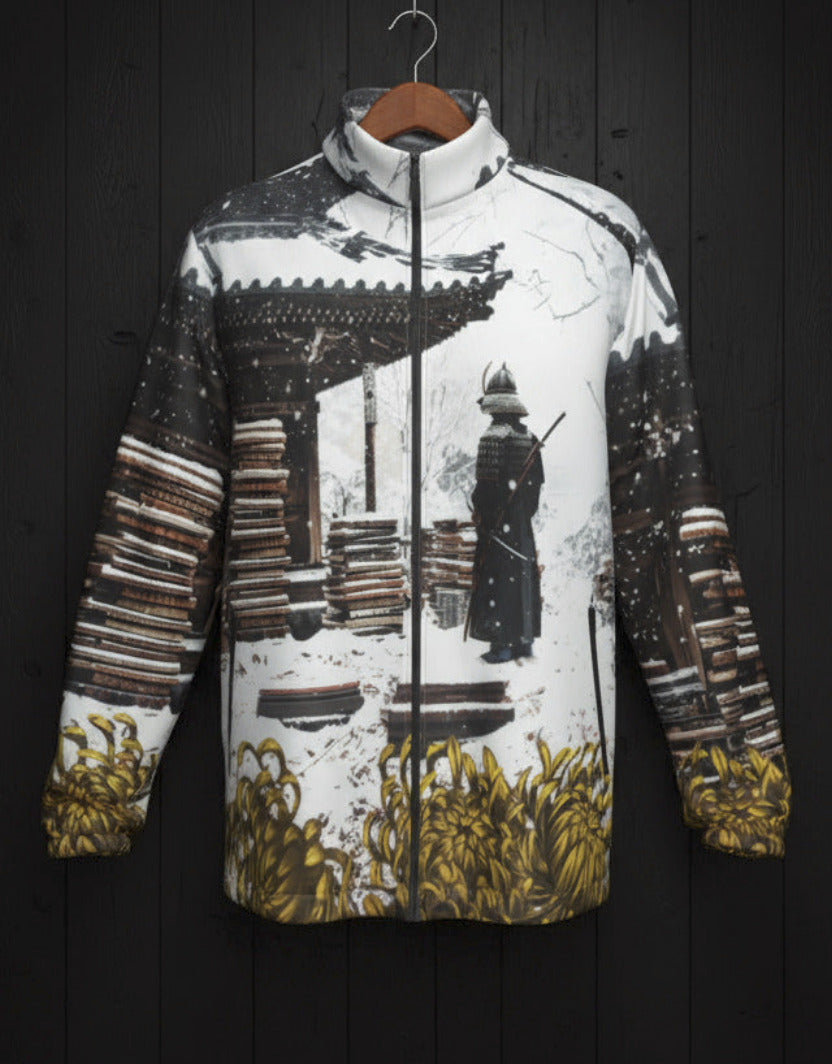 Samurai and book stacks Chysanthymum Jacket