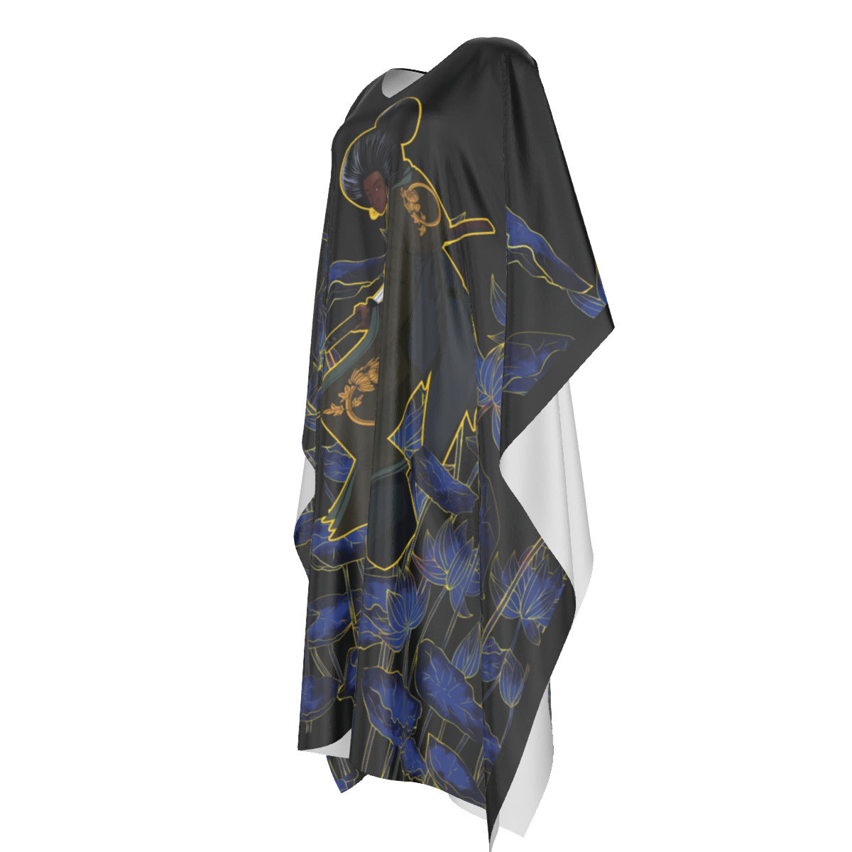 She and her sword, among the lotus Caftan Robe