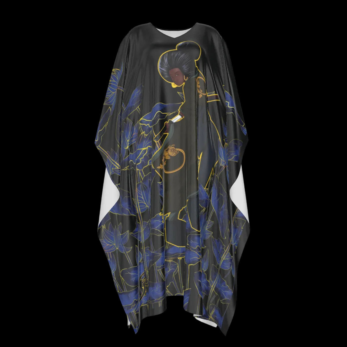 She and her sword, among the lotus Caftan Robe