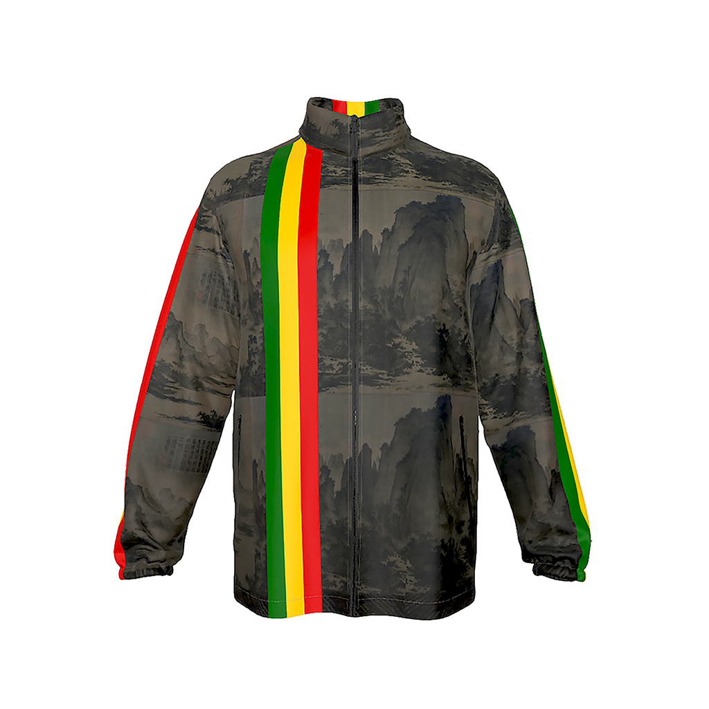 Red, Gold and Green, Mountian Windbreaker Zip-up Jacket