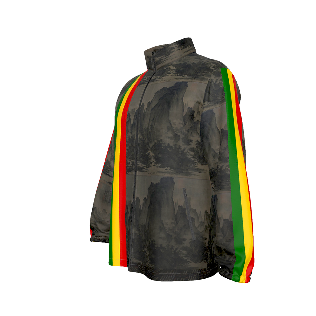 Red, Gold and Green, Mountian Windbreaker Zip-up Jacket