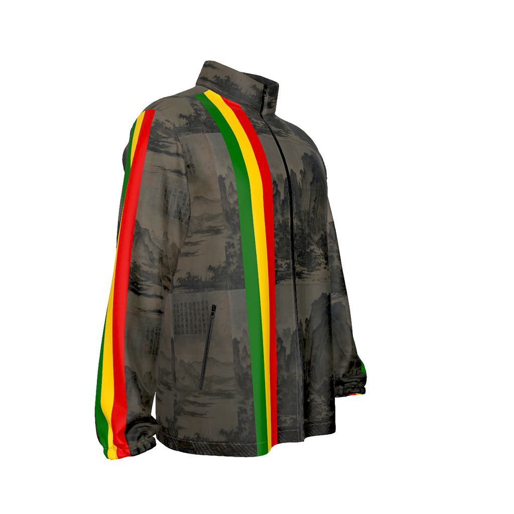 Red, Gold and Green, Mountian Windbreaker Zip-up Jacket