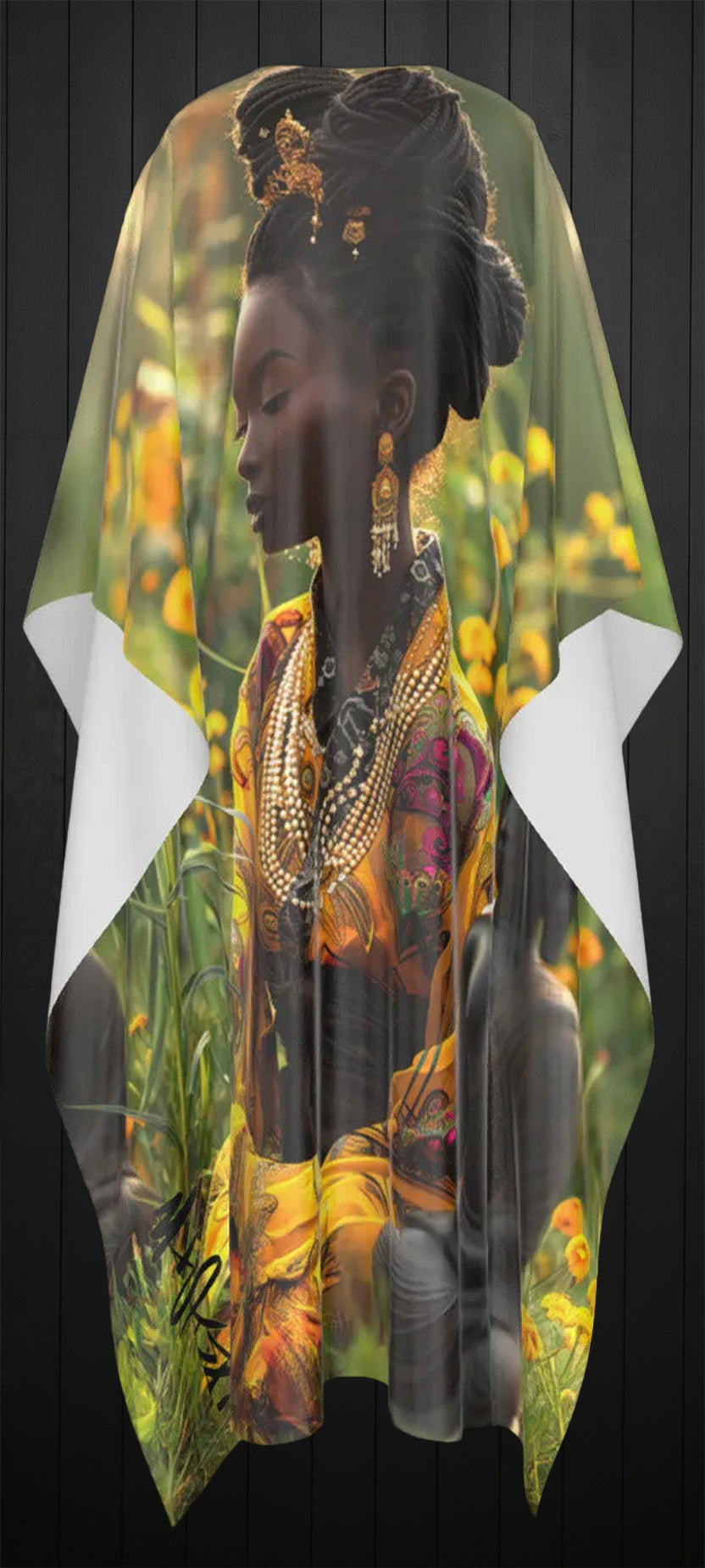 Budha field, golden chrysanthemum kaftan